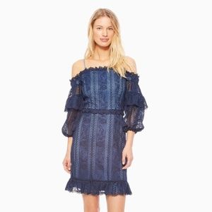 Parker Irma Cold-shoulder Lace Dress in Night (Navy Blue) Size: 0